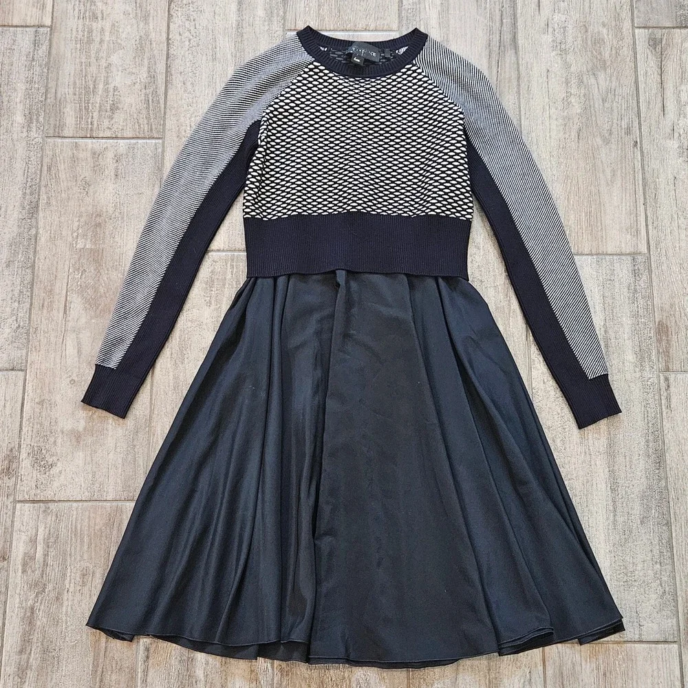Sportmax Code Mixed Media Midi Dress Size S Knit Sweater Two-fer‎ A-Line Layered